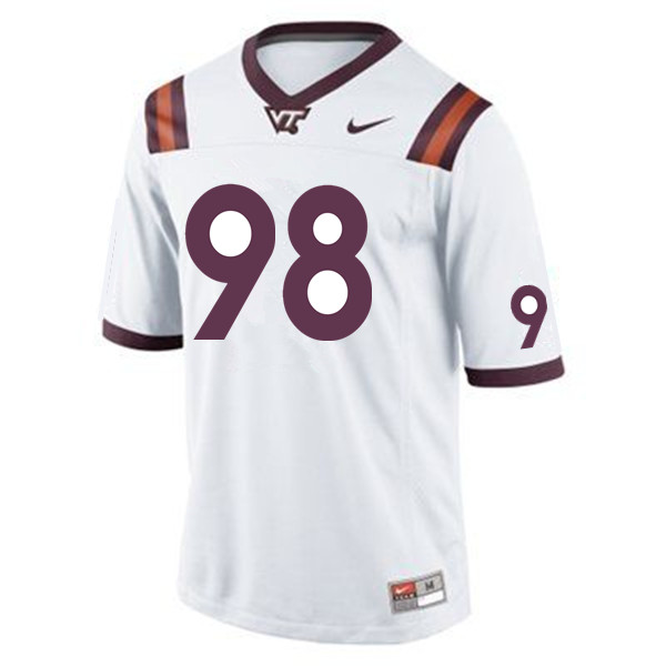 Men #98 Rob Porcher Virginia Tech Hokies College Football Jerseys Sale-White - Click Image to Close